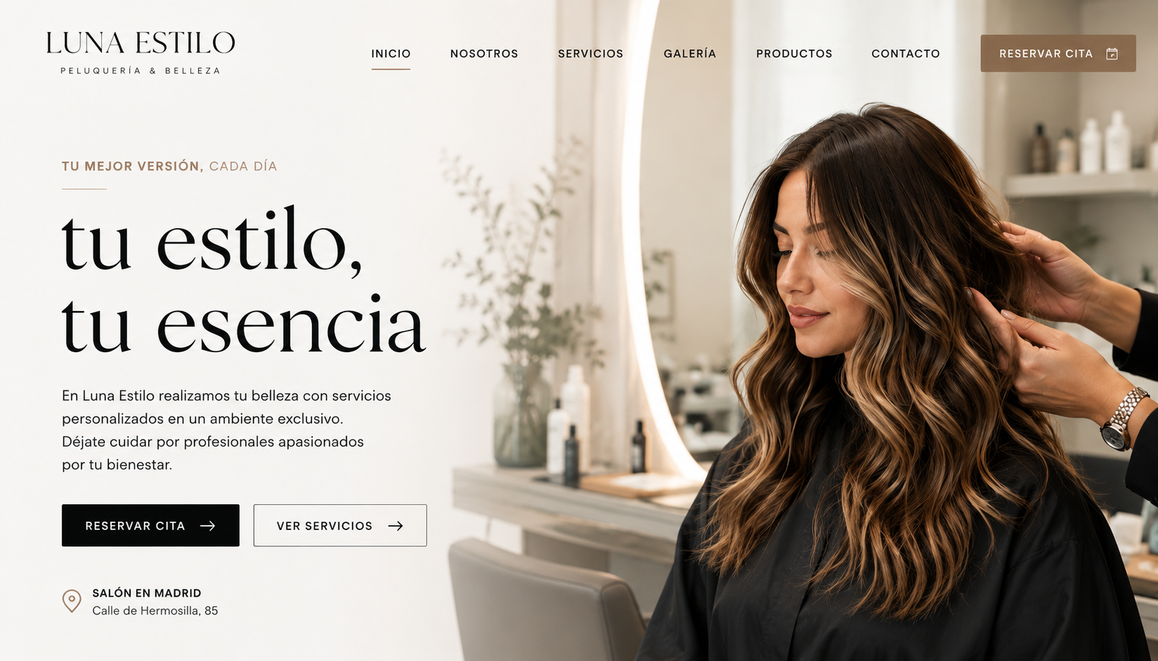 Web de peluquería Luna Estilo